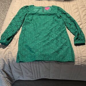 Lily Pulitzer Green Lace Long Sleeve Dress with Built In Shorts